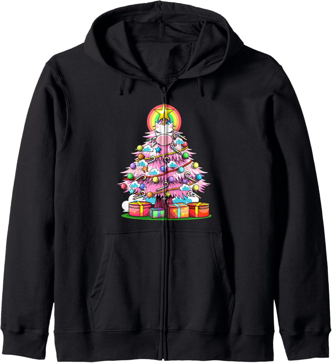 Unicorn Christmas Tree Gifts Pink Christmas Tree Rainbow Kapuzenjacke
