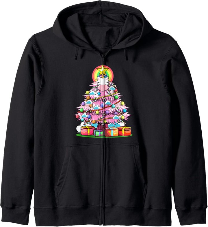 Unicorn Christmas Tree Gifts Pink Christmas Tree Rainbow Kapuzenjacke