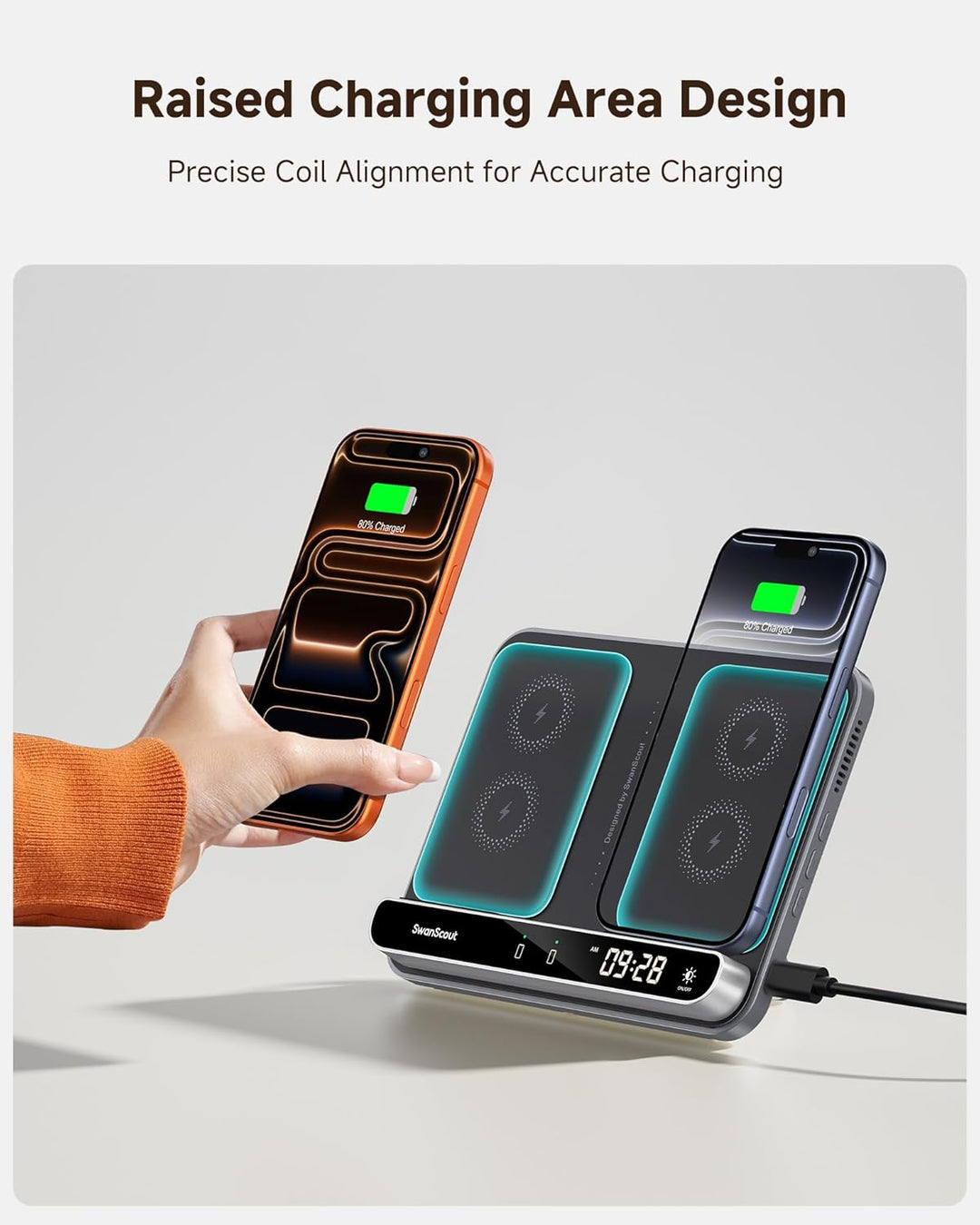 Dual Ladestation für iPhone 17/Air/16/15/14/13/12, Wireless Charger Induktive Ladestation für Apple