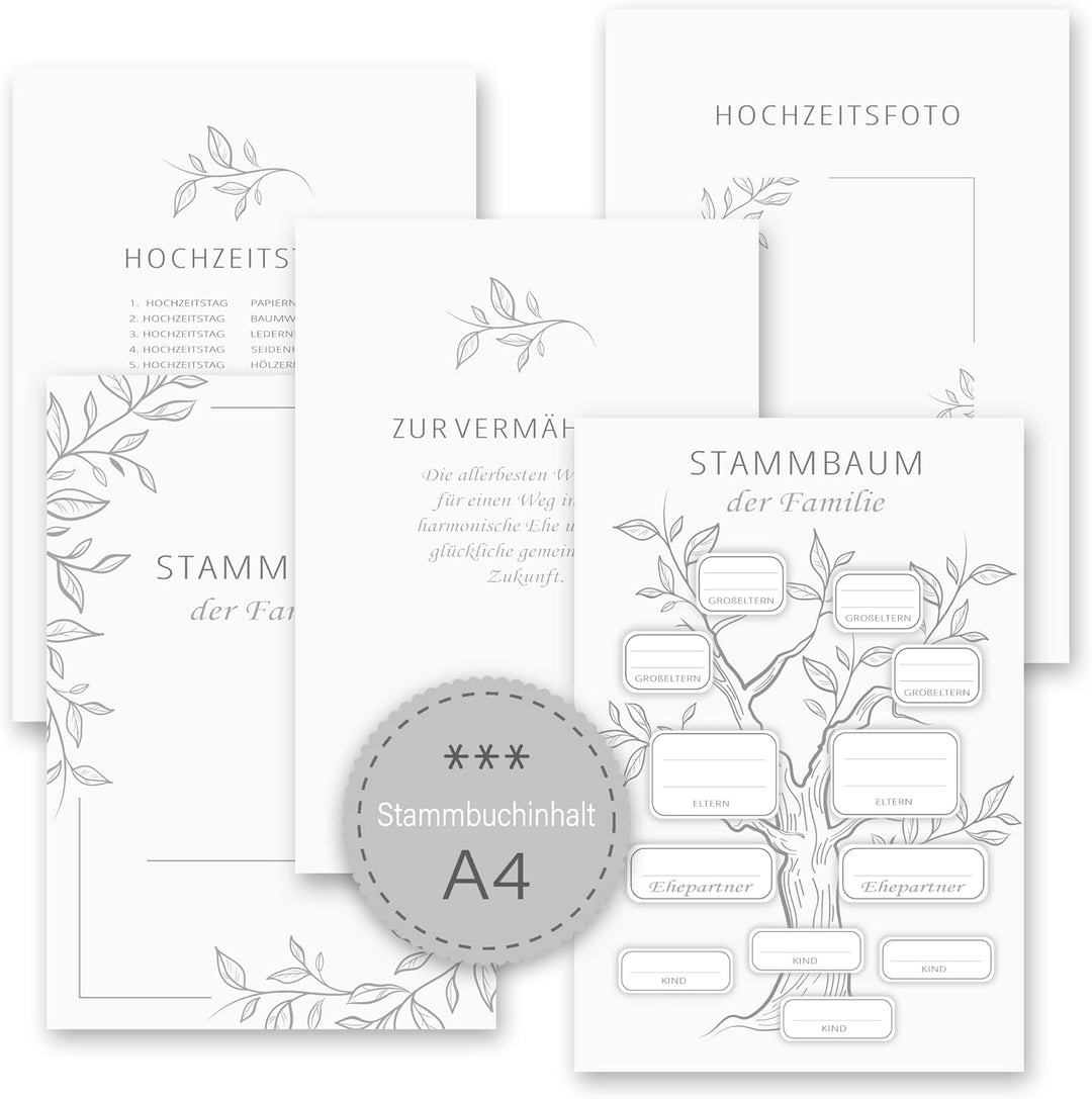 Stammbücher Holz Stammbuch der Familie personalisiert Aseni Holzbuch A5 oder A4 Familienstammbuch He