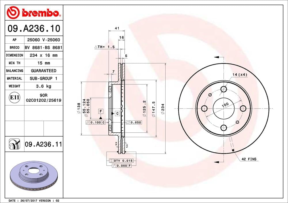 BREMBO 09.A236.11 Bremsscheibe
