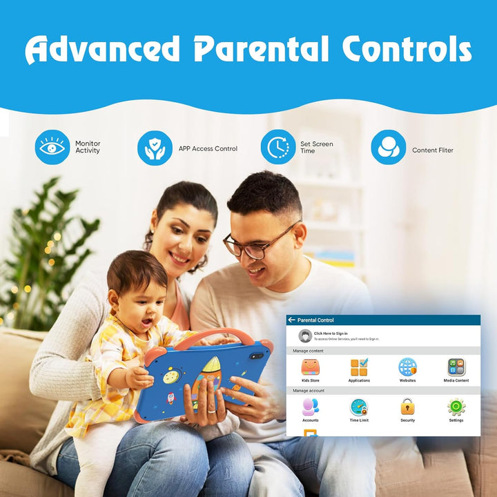 Weelikeit Kindertablet 7 Zoll – Android 14 Tablet für Kinder mit Hülle, 8GB RAM (4+4) & 64GB Speiche