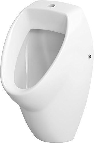 VBChome Set Urinal + Spülventil Zulauf von Oben Weiss Modern Hochwertig Keramik Pinkelbecken Pissoir