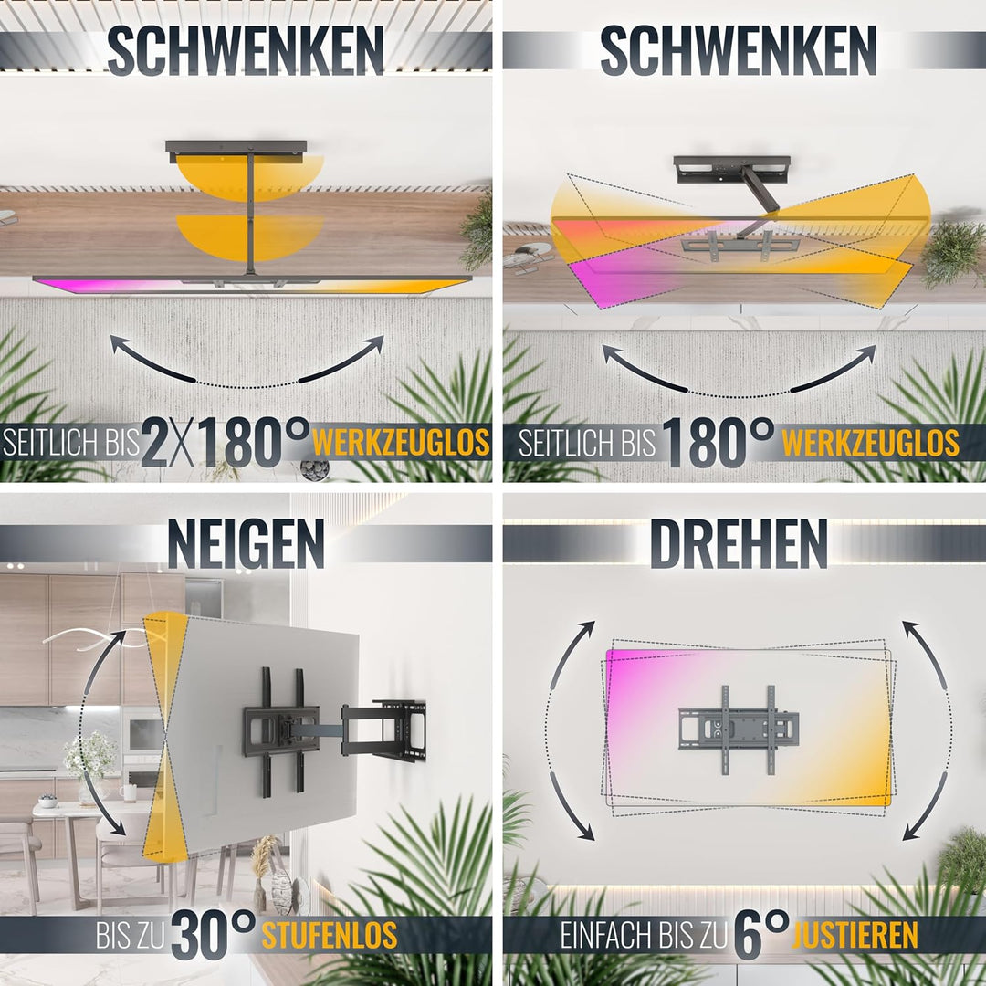 RICOO TV Wandhalterung Fernseher Schwenkbar Neigbar für 32-55 Zoll, Universal TV Halterung S3744, Fe