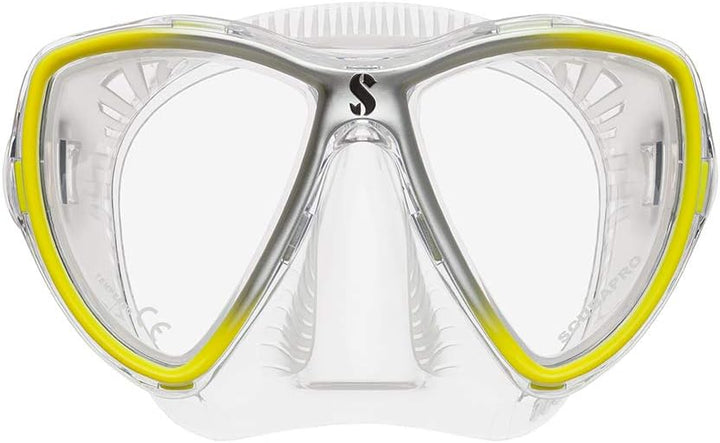 SCUBAPRO Synergy Mini Tauch- und Schnorchelmaske für schmale Gesichter klar/gelb/silber, klar/gelb/s