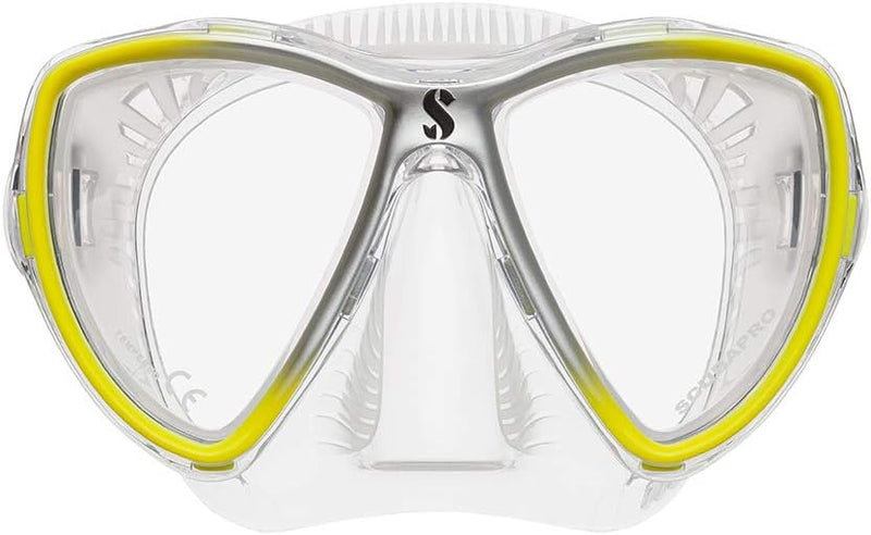 SCUBAPRO Synergy Mini Tauch- und Schnorchelmaske für schmale Gesichter klar/gelb/silber, klar/gelb/s