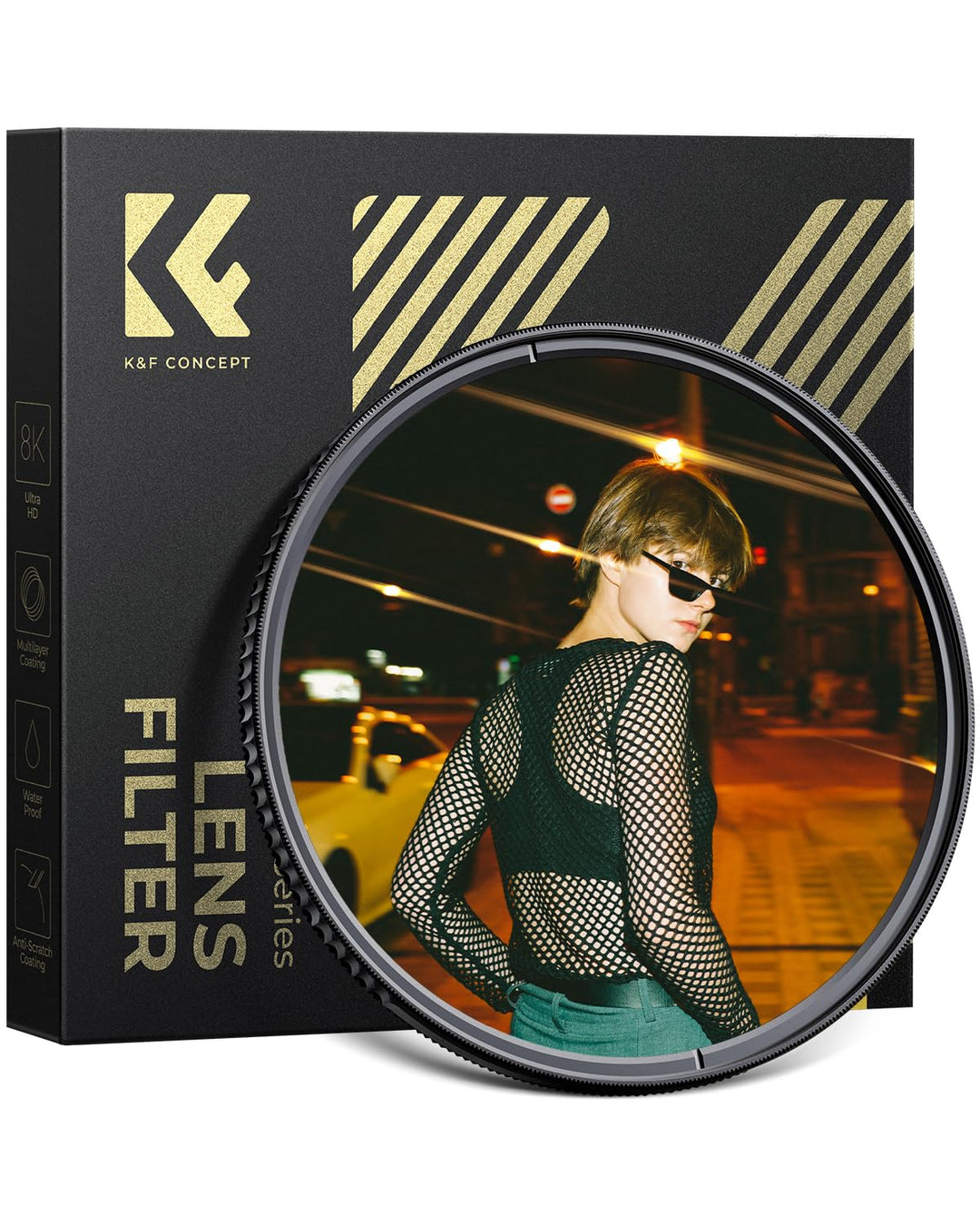 K&F CONCEPT Gold Streak Anamorpher Effekt Filter 55mm Gold Streifenfilter Anamorphic Light Flare Eff