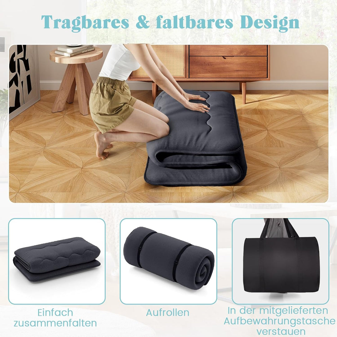 COSTWAY Japanische Futon Matratze, Tatami-Matte, Bodenmatratze, Klappmatratze mit waschbarem Bezug,