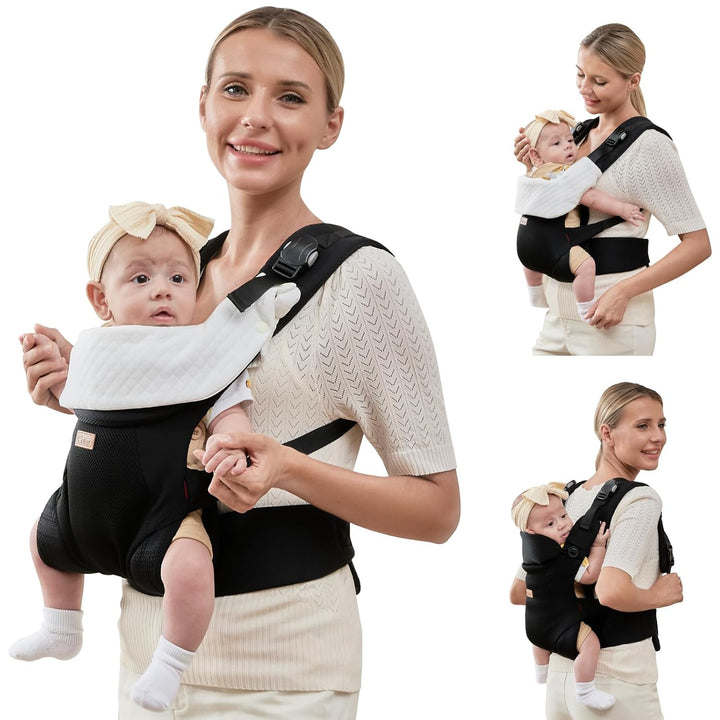 CUBY Sommer Babytrage Neugeborene ab Geburt, 4-in-1 Magnetische Babytrage mit Schnappverschluss mit