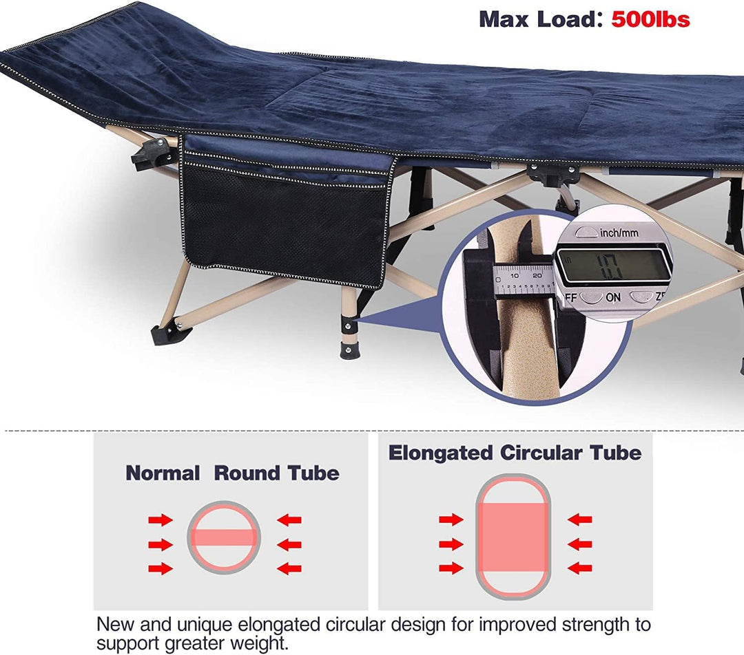 REDCAMP Campingbett Feldbett Klappbar mit Auflage für Erwachsene, XXL 190 x 71 x 38 cm Faltbar Feldb