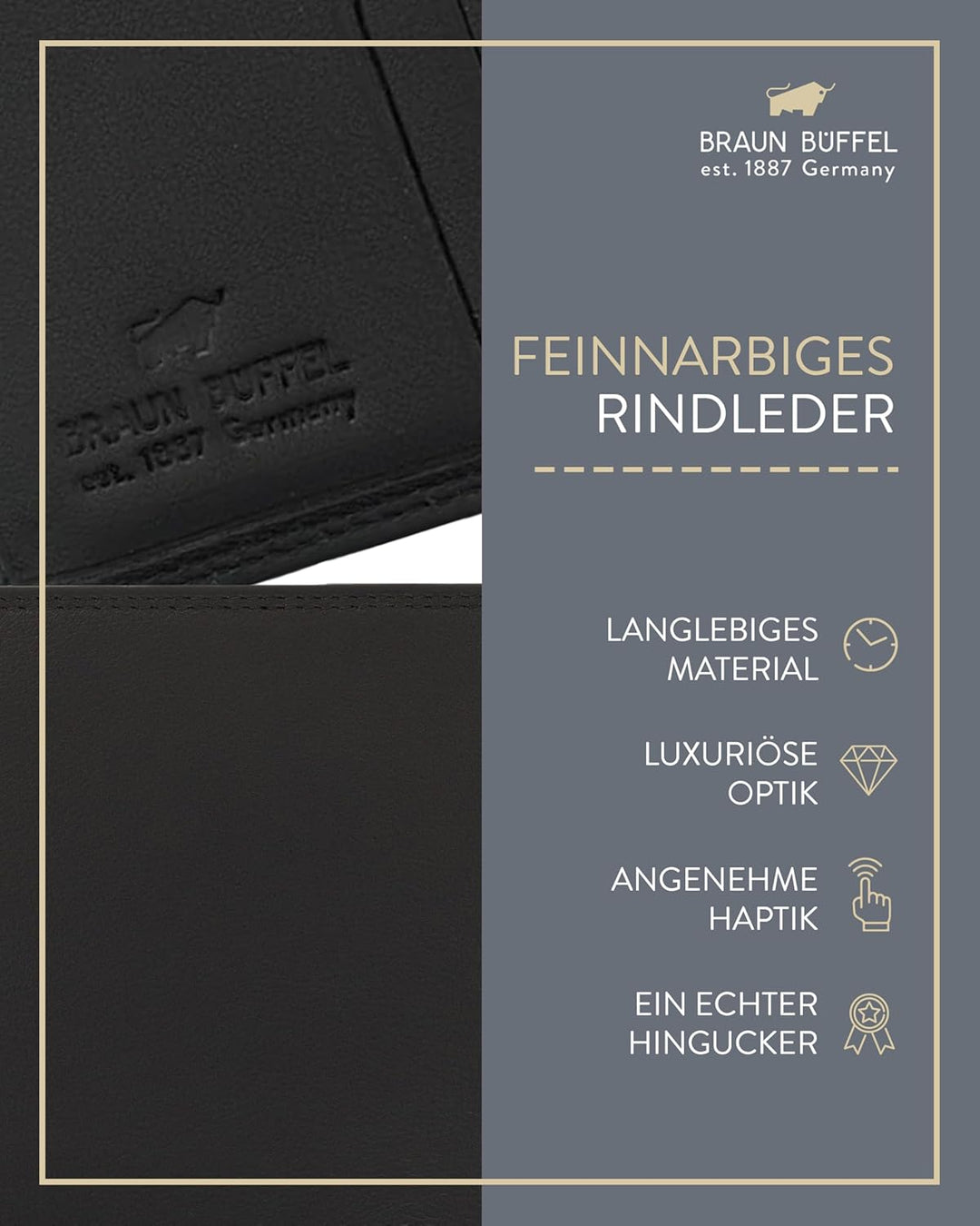 BRAUN BÜFFEL Ausweisetui aus echtem Leder Golf 2.0-4 Kartenfächer - Schwarz, Schwarz
