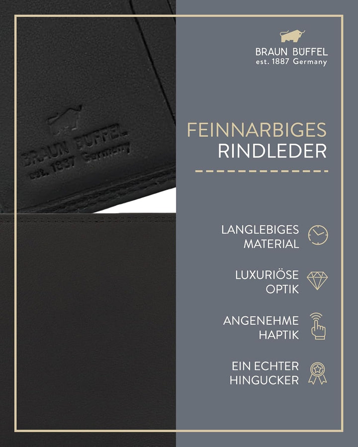 BRAUN BÜFFEL Ausweisetui aus echtem Leder Golf 2.0-4 Kartenfächer - Schwarz, Schwarz