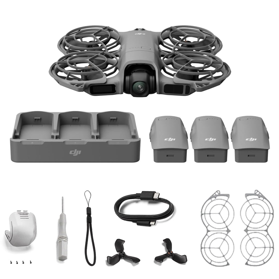 DJI Neo 2 Fly More Combo mit Zubehör (nur Drohne), 4K-Drohne für Einsteiger, Start und Landung auf d