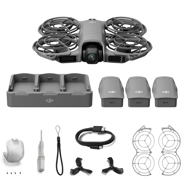 DJI Neo 2 Fly More Combo mit Zubehör (nur Drohne), 4K-Drohne für Einsteiger, Start und Landung auf d
