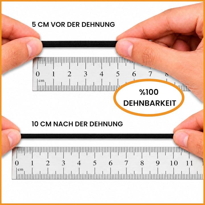MITSY Reissfeste Gummiband Gummibänder zum Nähen Breit 20 mm 25 m Schwarz Stark Gummilitze für Hosen