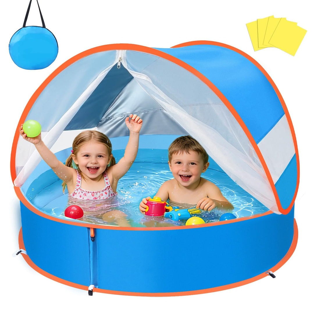 4-in-1 Pop Up Baby Planschbecken, Strandmuschel Baby mit UV Schutz SPF 50+, Strandzelt Baby mit Mosk