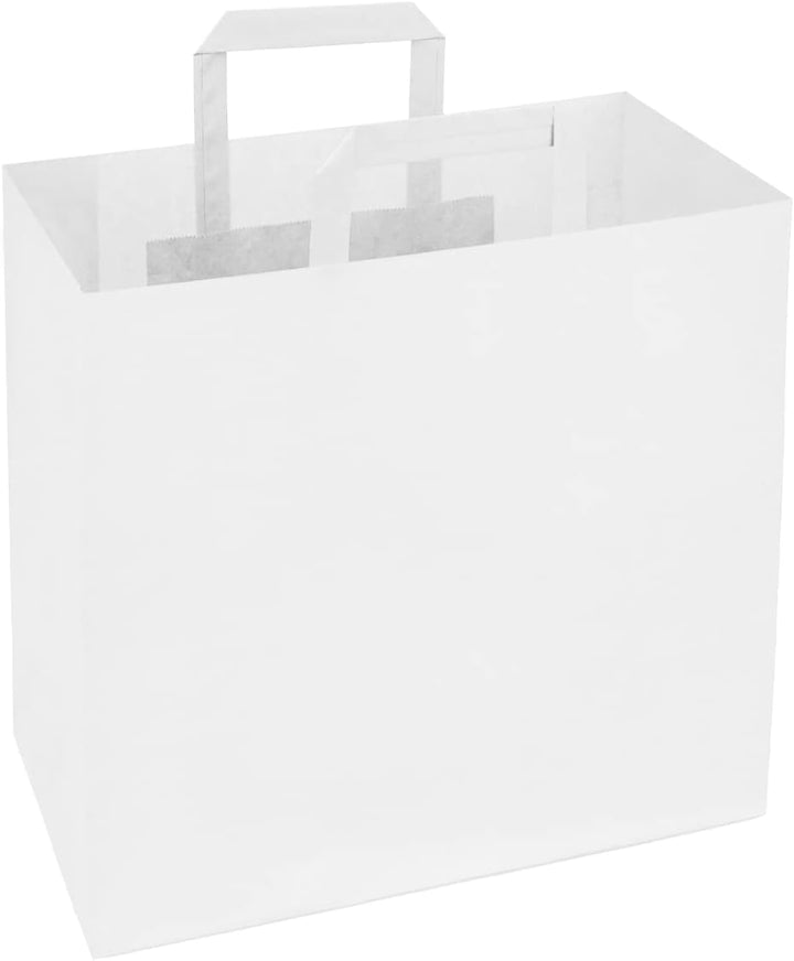 verpacking 250 Papiertragetaschen mit Flachhenkel 27 x 32 x 17 cm Weiss - Papiertüten Bio Papiertasc