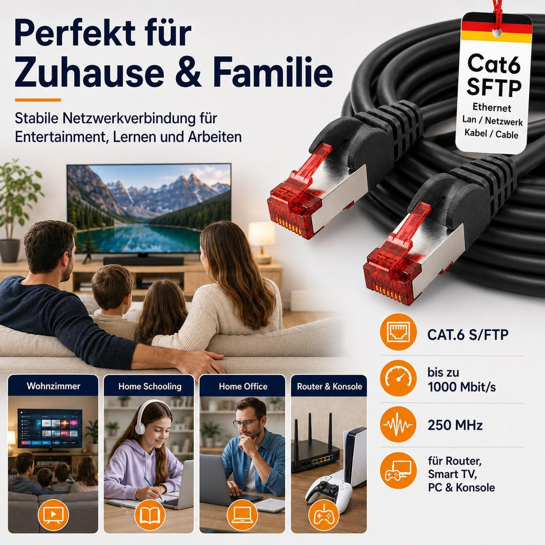 1aTTack.de 10x 3m - Cat 6 Netzwerk-Kabel Patch-Kabel Cat6 RJ45 SFTP - Grün