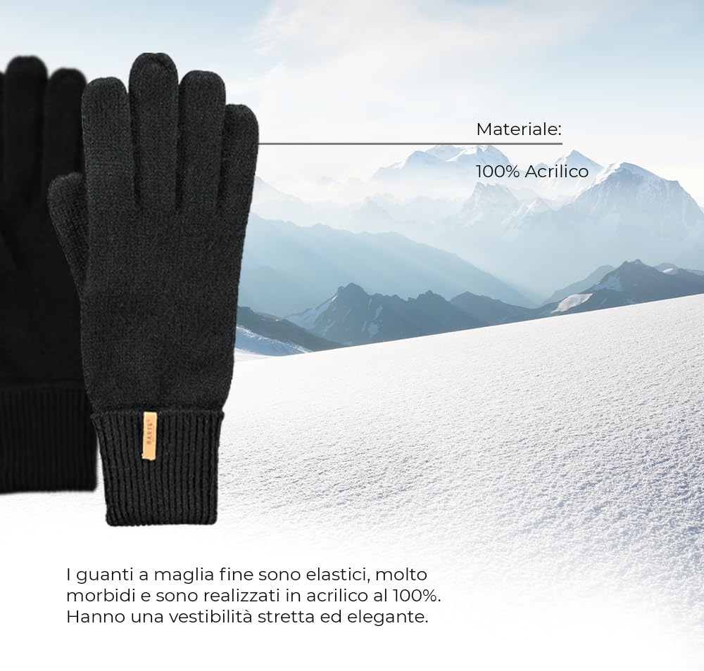 Barts Damen Fine Knitted Glove Handschuhe S Grau (Dark Heather 0019), S Grau (Dark Heather 0019)
