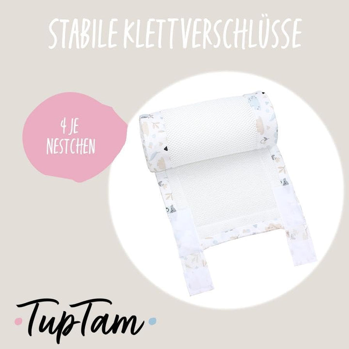 TupTam Gitterstäbe Schutz Netz Babybett Nestchen 3D Mesh 2 Pack, Farbe: Extra Dickes 8mm Netz/Hase E