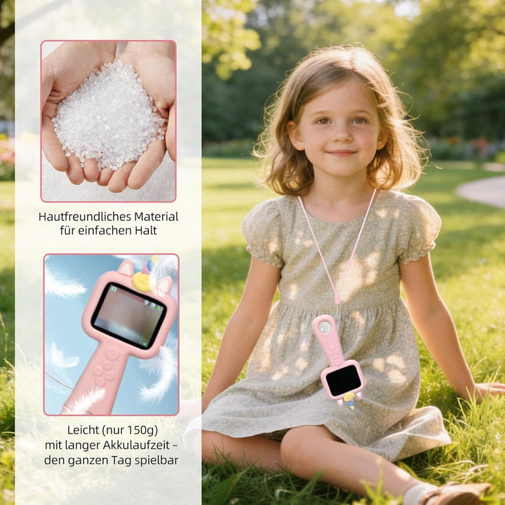 QUBAI 600x Mini-Handy-Mikroskop für Kinder, 2,4" IPS, USB, LED, physisch & digital, tragbar, ab 3 Ja