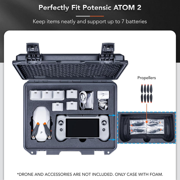 Lykus Titan AM110 Wasserdicht Tasche/Koffer/Case für Potensic Atom 2 und PTD 1 RC,Unterstützt 7 Akku