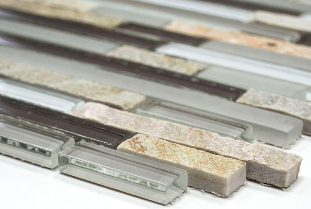 Mosaik Verbund Crystal/Stein mix grau/braun Glasmosaik Transluzent Transparent 3D, Mosaikstein Forma