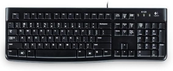 Logitech K120 Kabelgebundene Business Tastatur für Windows und Linux, USB-Anschluss, Leises Tippen,