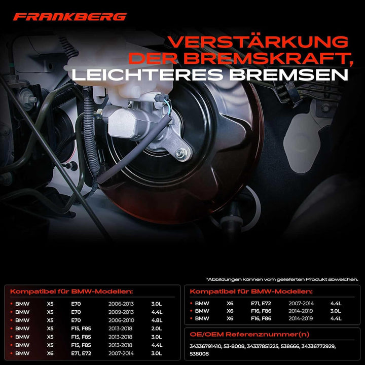 Frankberg Bremskraftverstärker Kompatibel mit X5 E70 2006-2013 X5 F15 F85 2013-2018 X6 E71 E72 2007-