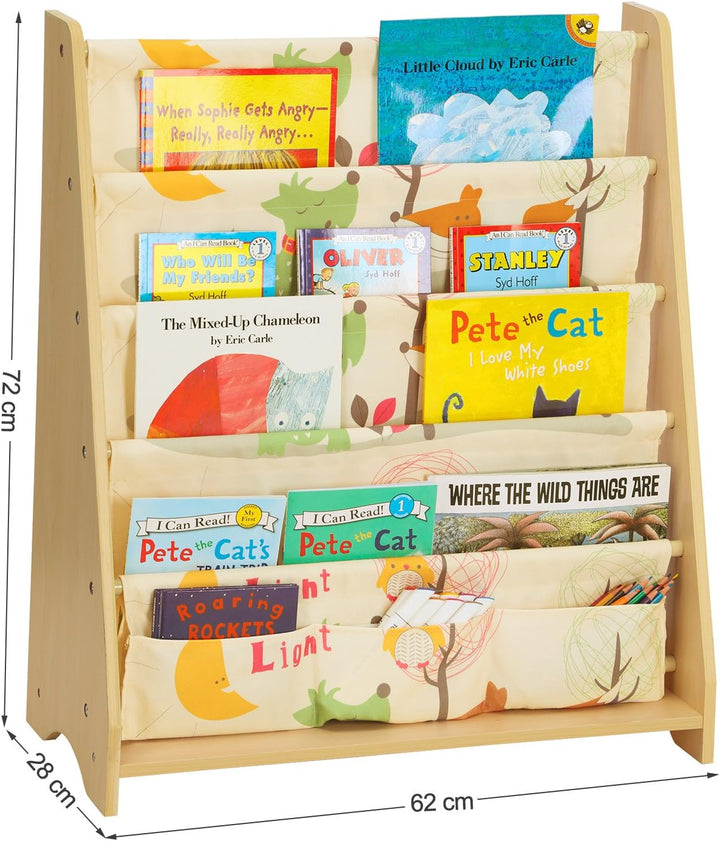 SONGMICS 4-stöckiges Bücherregal für Kinder, Aufbewahrungsregal für Bücher, Schulmaterialien, für Ki