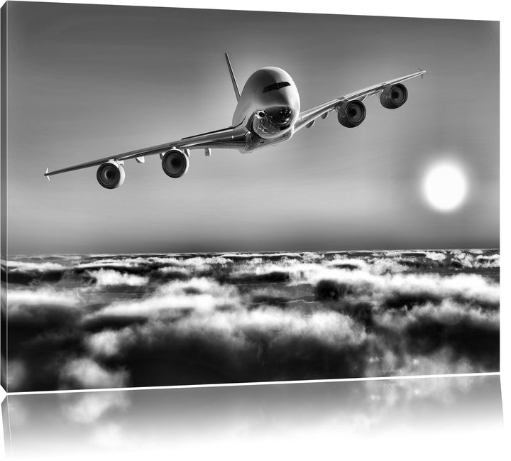 Pixxprint Flugzeug 100x70cm Leinwandbild Wandbild Kunstdruck, 100x70