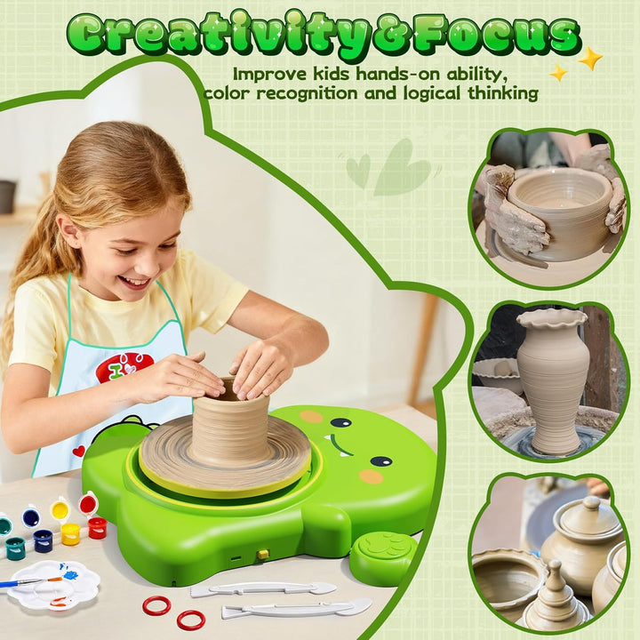 Skirfy Mini-Töpferscheiben-Maschinen-Set für Anfänger und Kinder, mit Licht, elektrisches Keramikrad