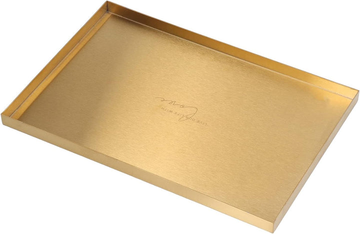 AMONIDA Deko Tablett, Gold Edelstahl Tablett Schlichtes Goldenes Tablett Im Europäischen Stil Für Wo