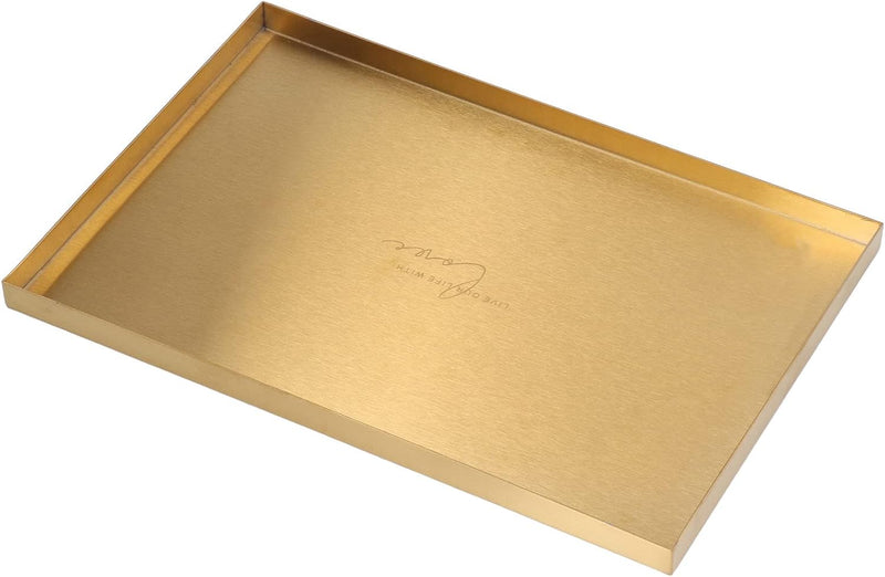 AMONIDA Deko Tablett, Gold Edelstahl Tablett Schlichtes Goldenes Tablett Im Europäischen Stil Für Wo