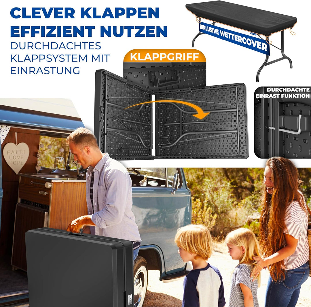 KESSER® Buffettisch Tisch klappbar Kunststoff 183x76 cm Campingtisch Partytisch Klapptisch Gartentis