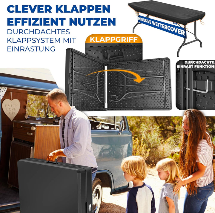 KESSER® Buffettisch Tisch klappbar Kunststoff 183x76 cm Campingtisch Partytisch Klapptisch Gartentis