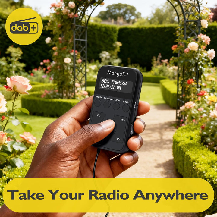 MangoKit Kleines Tragbares Mini DAB/DAB+/UKW-Radio,Digitales Taschenradio mit Kopfhörer,Wiederauflad