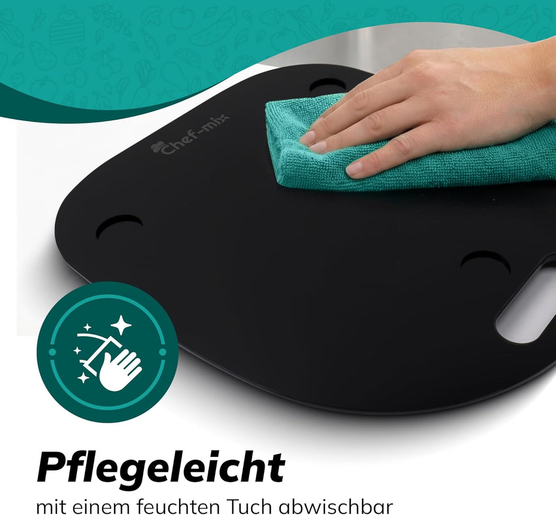 Gleitbrett Ersatz für Thermоmix Unterlage Rollbrett Gleiter mit Handgriff Brett Schwarz aus Acryl Le