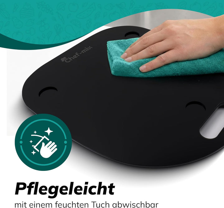 Gleitbrett Ersatz für Thermоmix Unterlage Rollbrett Gleiter mit Handgriff Brett Schwarz aus Acryl Le