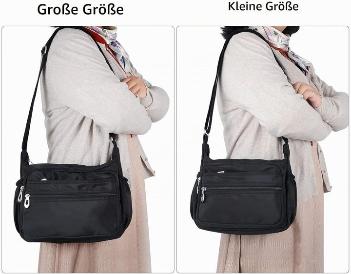 NOTAG Damen Umhängetasche, Wasserdicht Nylon Schultertasche Multi-Tasche Messenger Bag 2 Size (Lila,
