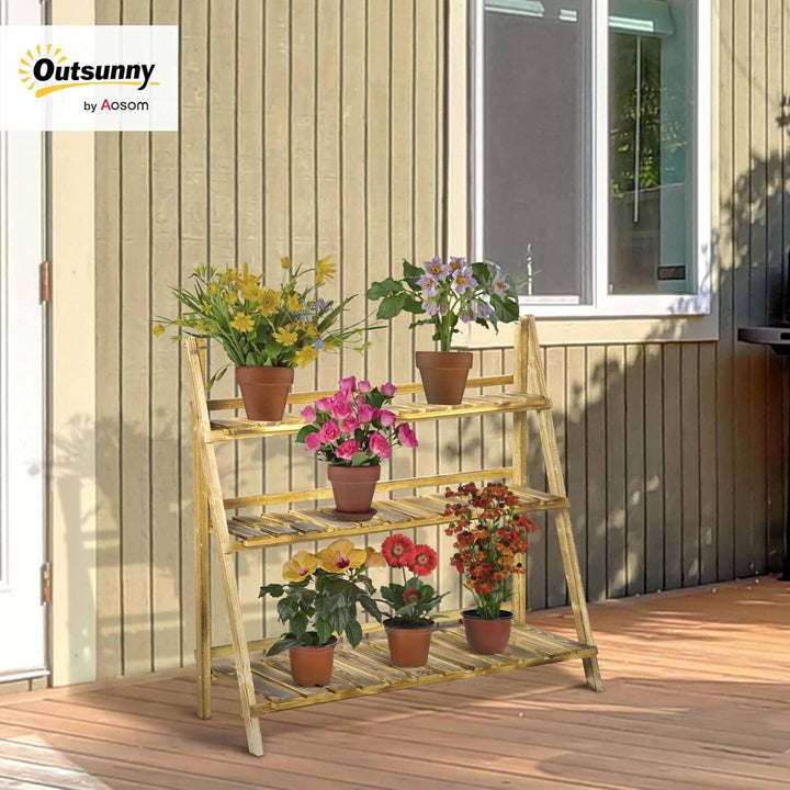 Outsunny Pflanzentreppe Blumenbank Blumentreppe Blumenregal Pflanzregal Blumenständer 3 Stufen Tanne
