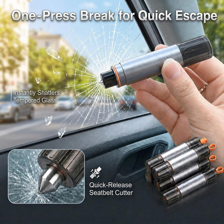 4 Stück 2-in-1 Notfallhammer Auto, multifunktionaler Nothammer mit Gurtschneider, Stabiler Glasbrech