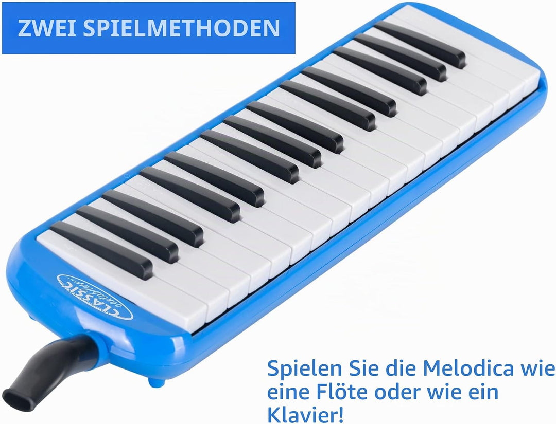 Classic Cantabile FML-32 BU Melodica - Blasharmonika mit 32 Tasten - Tonumfang: f - c³ - Booklet mit