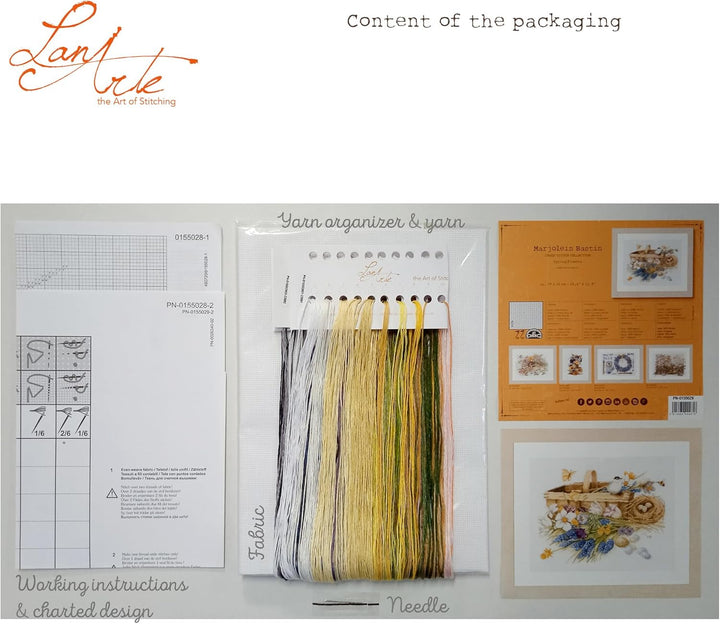 Lanarte Zählmusterpackung Frühjahrsblumen Zählstoff Kreuzstichpackung, Baumwolle, Mehrfarbig, 39 x 3