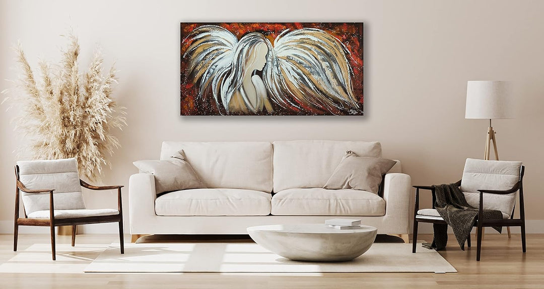 Monica Mirafiori I 100% HANDGEMALT I Gemälde Engel 100x50cm | Gemälde Handgemalt | Acrylgemälde | Se