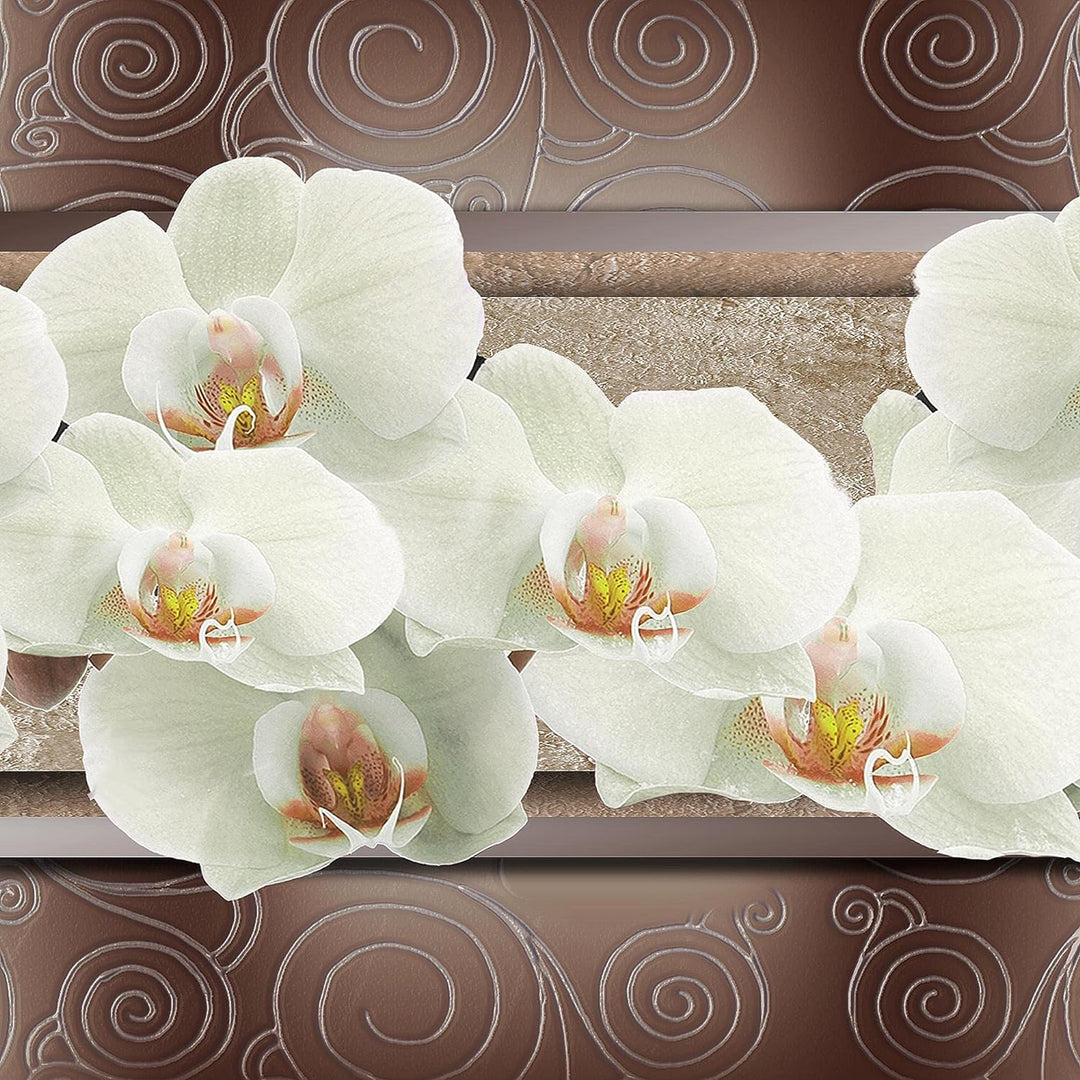 Runa Art Wandbilder Blumen Orchidee 5 Teilig Bild auf Vlies Leinwand Deko Wohnzimmer Abstrakt Beige