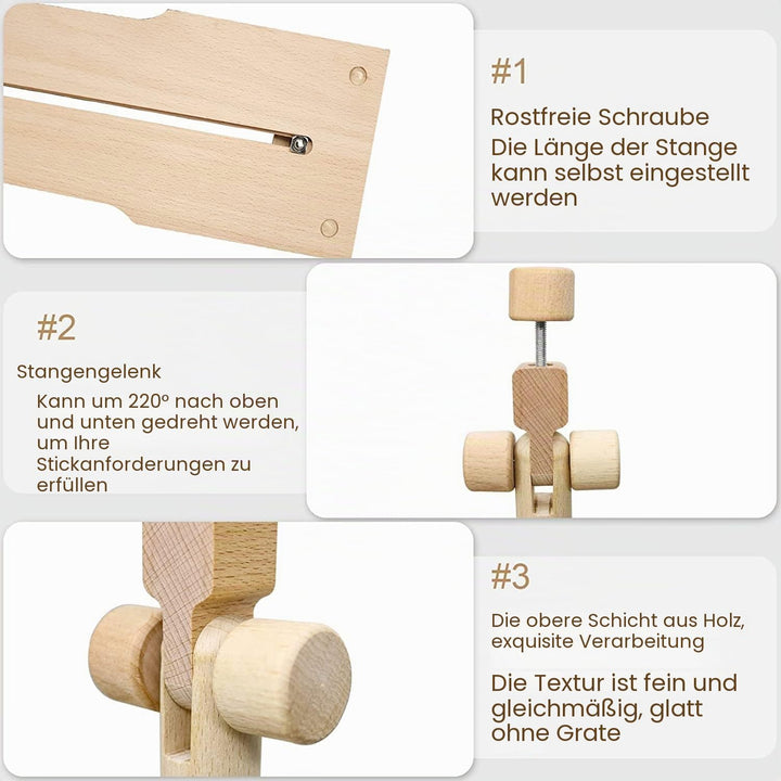 Verstellbarer Stickständer – Guofa Hände frei Stickrahmen Ständer Buchenholz Stickrahmen Drehbarer K