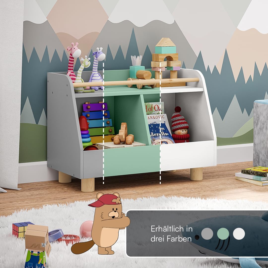 Bellabino Belly Bücherregal Kinder – Kinderregal mit 2 Fächern – Montessori Spielzeugregal mit Ablag