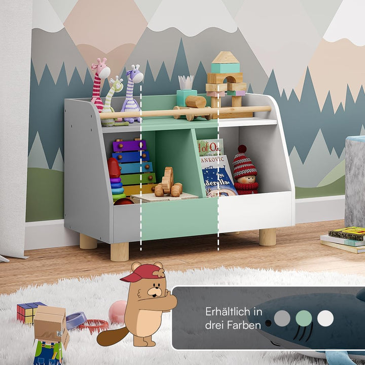 Bellabino Belly Bücherregal Kinder – Kinderregal mit 2 Fächern – Montessori Spielzeugregal mit Ablag