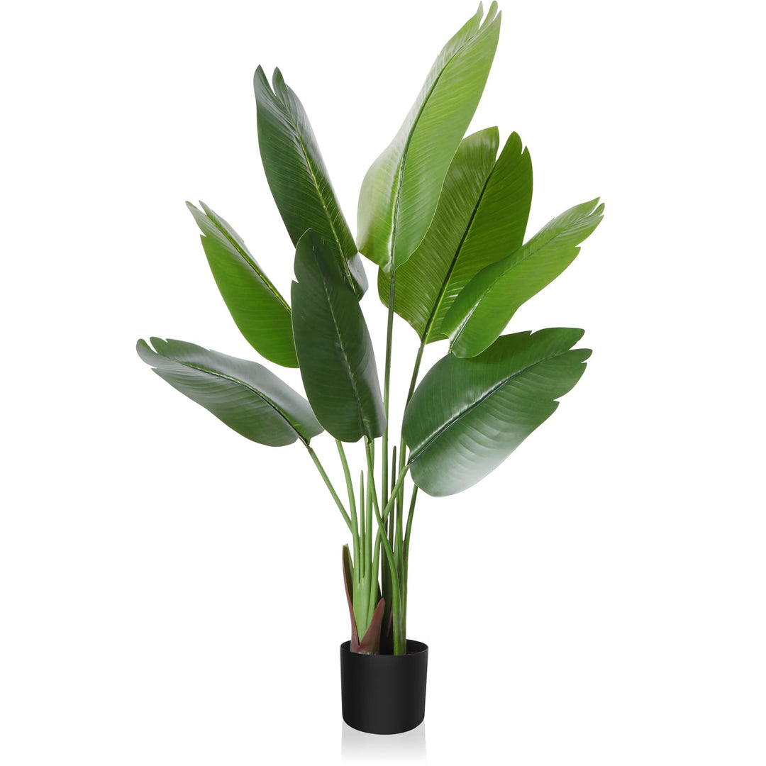 CROSOFMI Künstliche Paradiesvogel Pflanze 120cm künstliche Tropische Palme mit 8 Blättern perfekte k